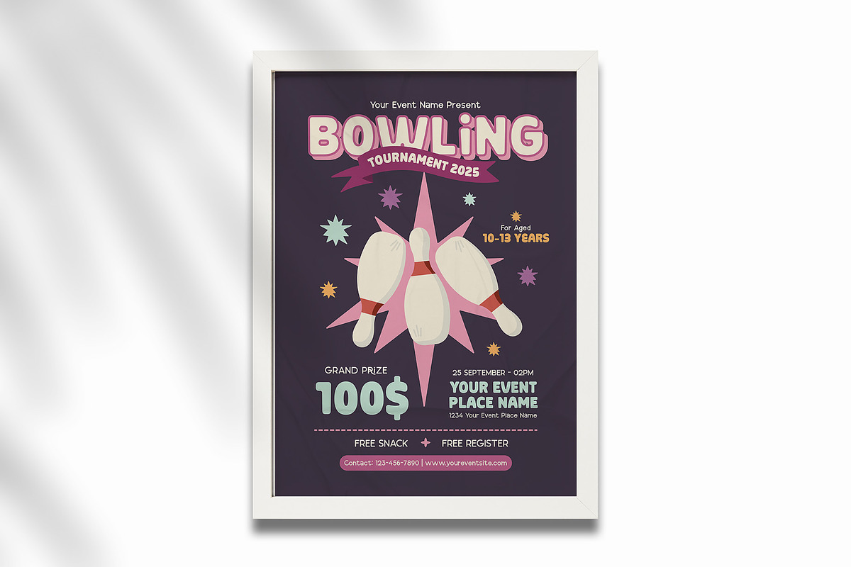 Bowling Tournament Flyer Template, a Flyer Template by Huge Dream Studio (Photo 5 of 5)