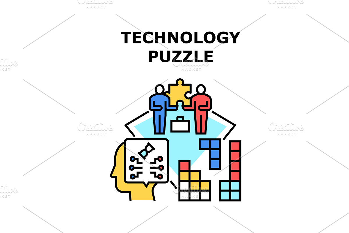 Technology Puzzle Vector Concept, a Technology Illustration by ...