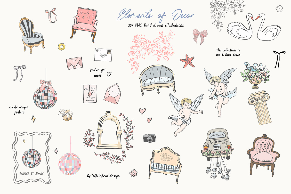 Hand Drawn Wedding Illustrations 300, an Object Graphic by whiteheartdesign (Photo 11 of 24)