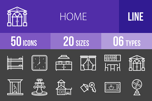 50 Home Line Inverted Icons