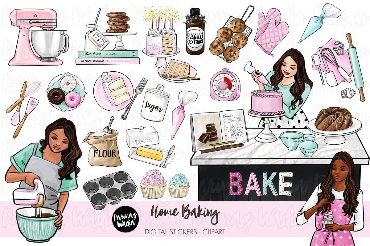 Home baker clipart bundle, a Food Illustration by Parinaz Wadia Design (Photo 1 of 9)