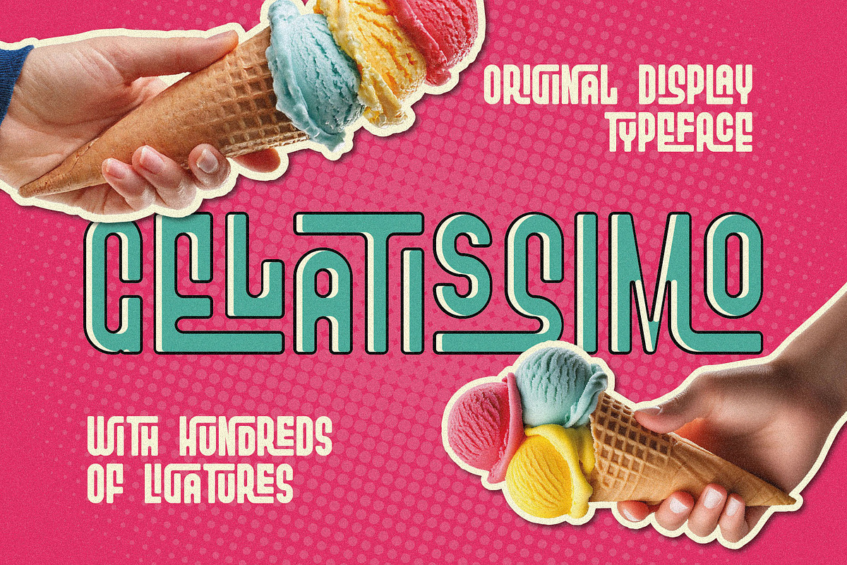 Gelatissimo Ligature Font, a Sans Serif Font by JumboDesign (Photo 1 of 5)