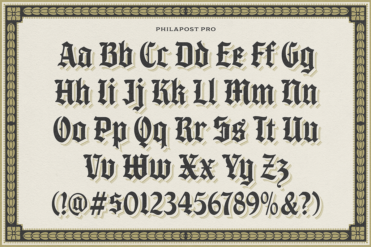 NS Philapost Fonts, a Blackletter Font by Novisouldado (Photo 2 of 9)