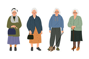 Beautiful elderly women set, a Person Illustration by Stock-Smart-Start