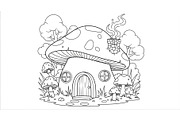 Whimsical Mushroom House Line Art bu, an Illustration by Designs_River (Thumbnail 38 of 51)
