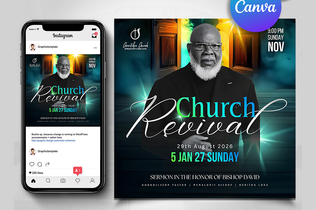 Church Revival Canva Flyers, a Flyer Template by Design Up (Photo 1 of 2)