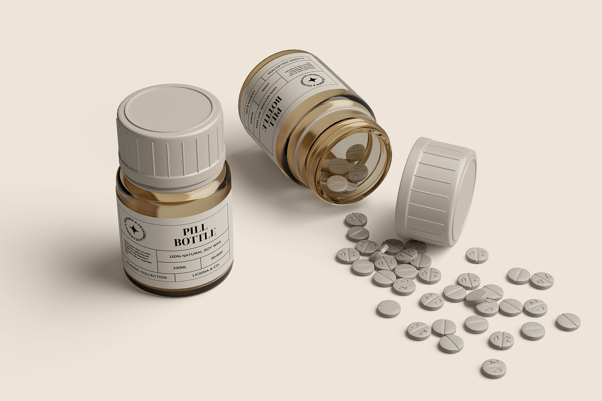 Pills Bottle Mockup, a Cups & Container Mockup by Ataku Design (Photo 2 of 6)