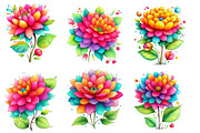 Whimsical Spring Dahlia Flower Clipa, an Illustration by Designworld (Thumbnail 4 of 5)