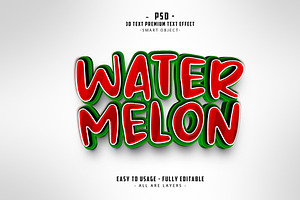Water Melon 3D Editable Text effect, a Layer Style Add-On by Md Jahidul99