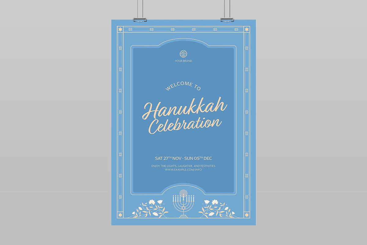 Hanukkah Welcome Sign Template, a Poster Template by BrandPacks (Photo 3 of 5)