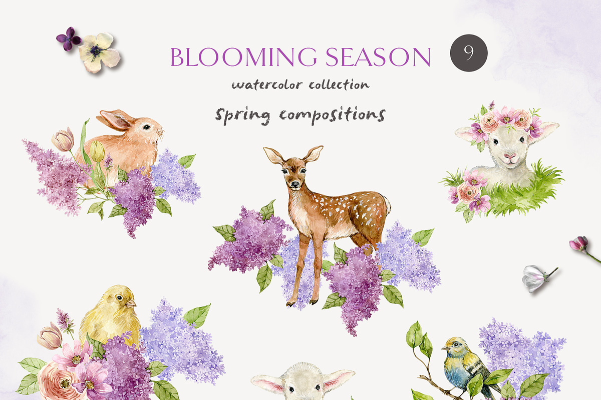 BLOOMING SEASON watercolor clipart, a Seasonal Illustration by long summer (Photo 8 of 15)