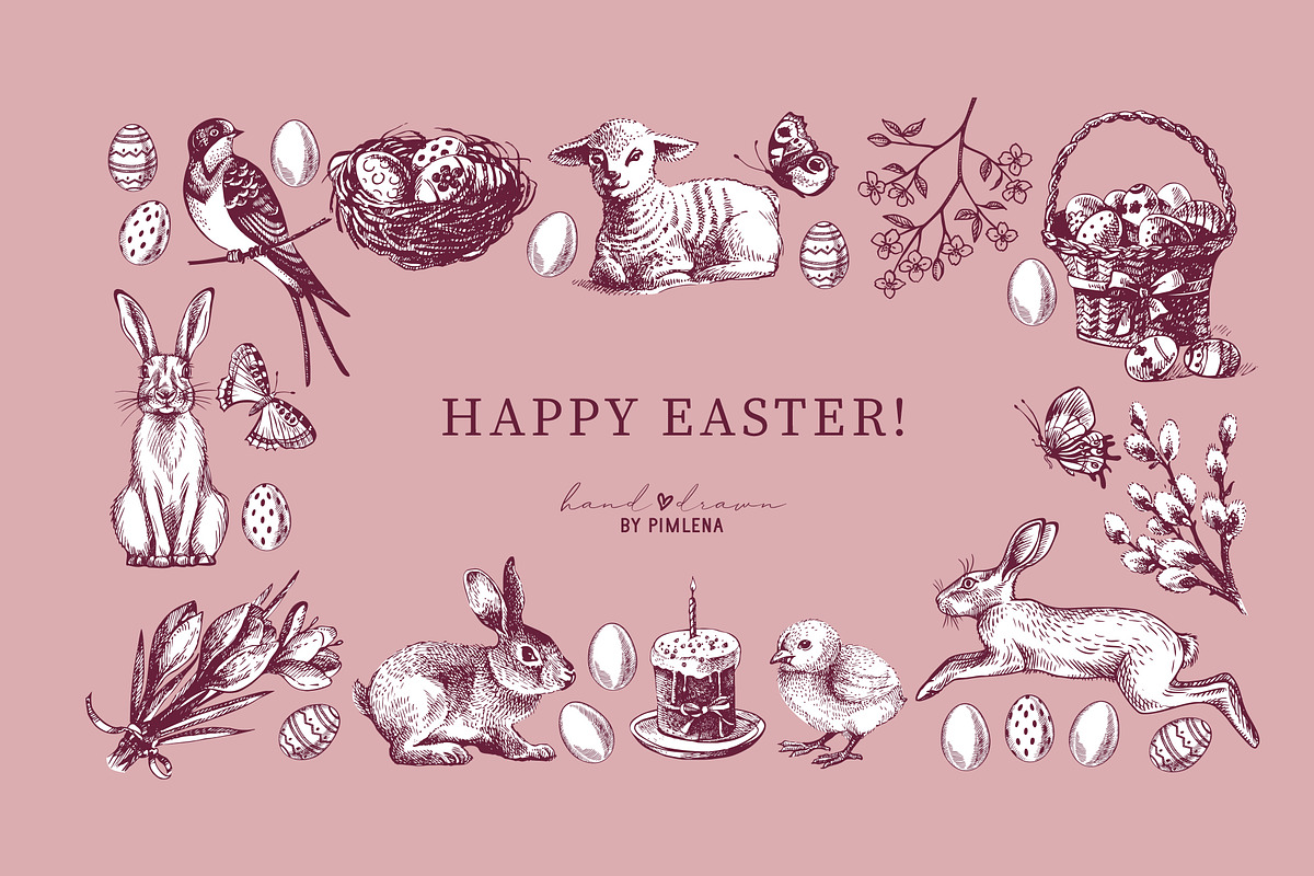 Happy Easter Collection, a Seasonal Illustration by Elena Pimonova (Photo 3 of 7)