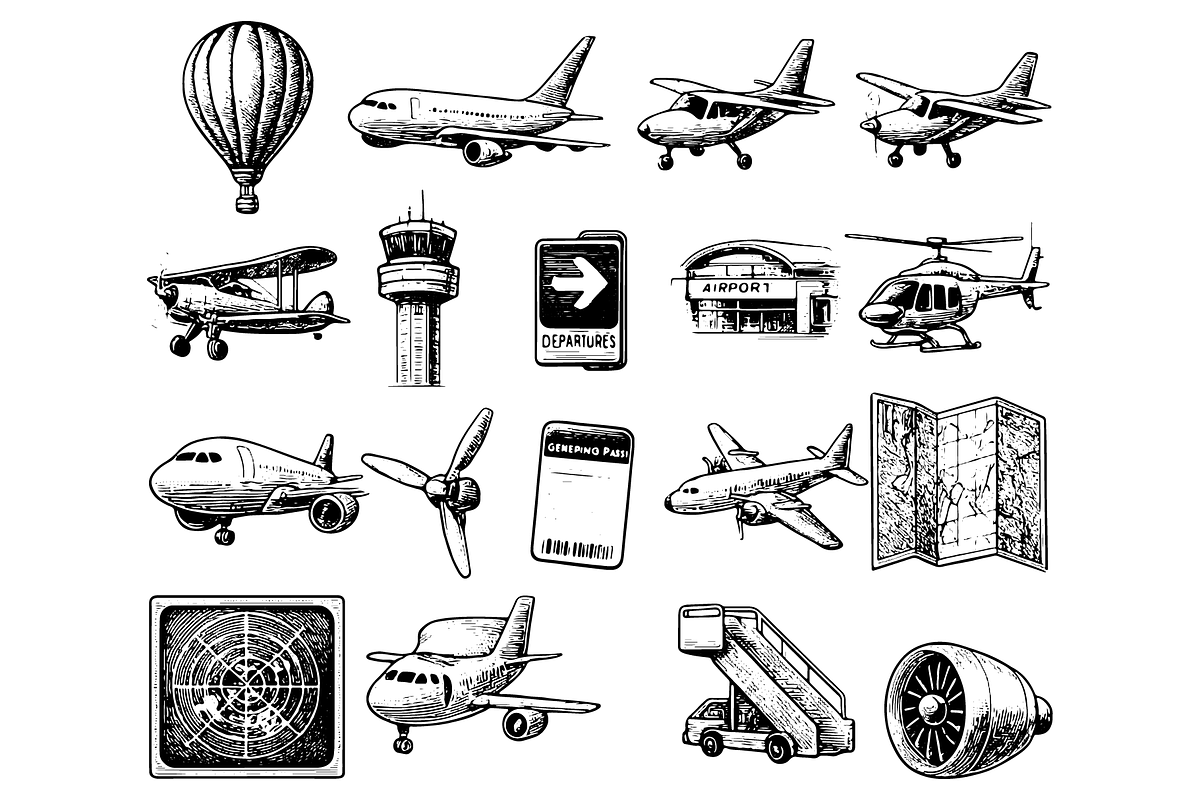 Aviation Illustration Set, an Object Graphic by RT Studio