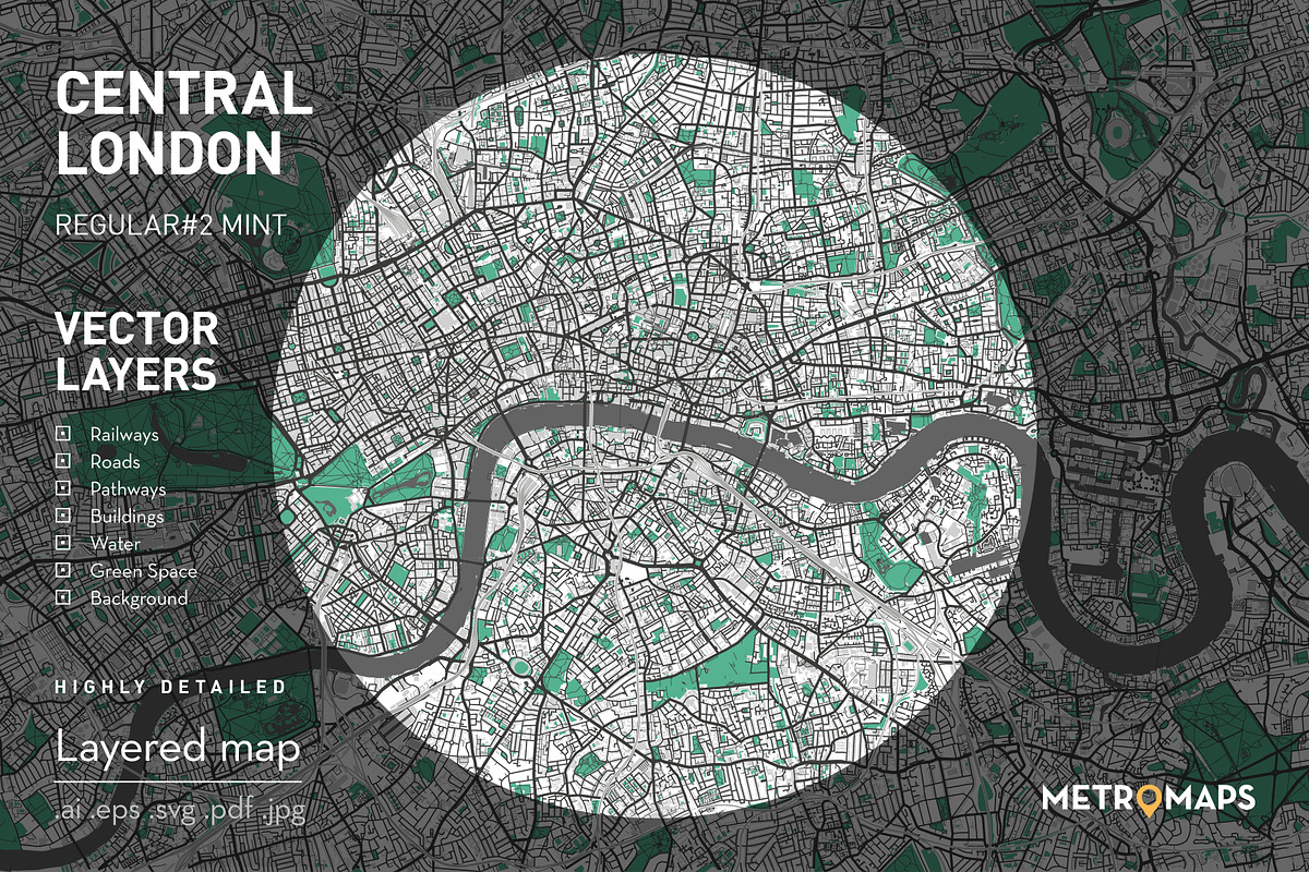 London Map – Regular Mint, an Illustration by MetroMaps (Photo 1 of 3)