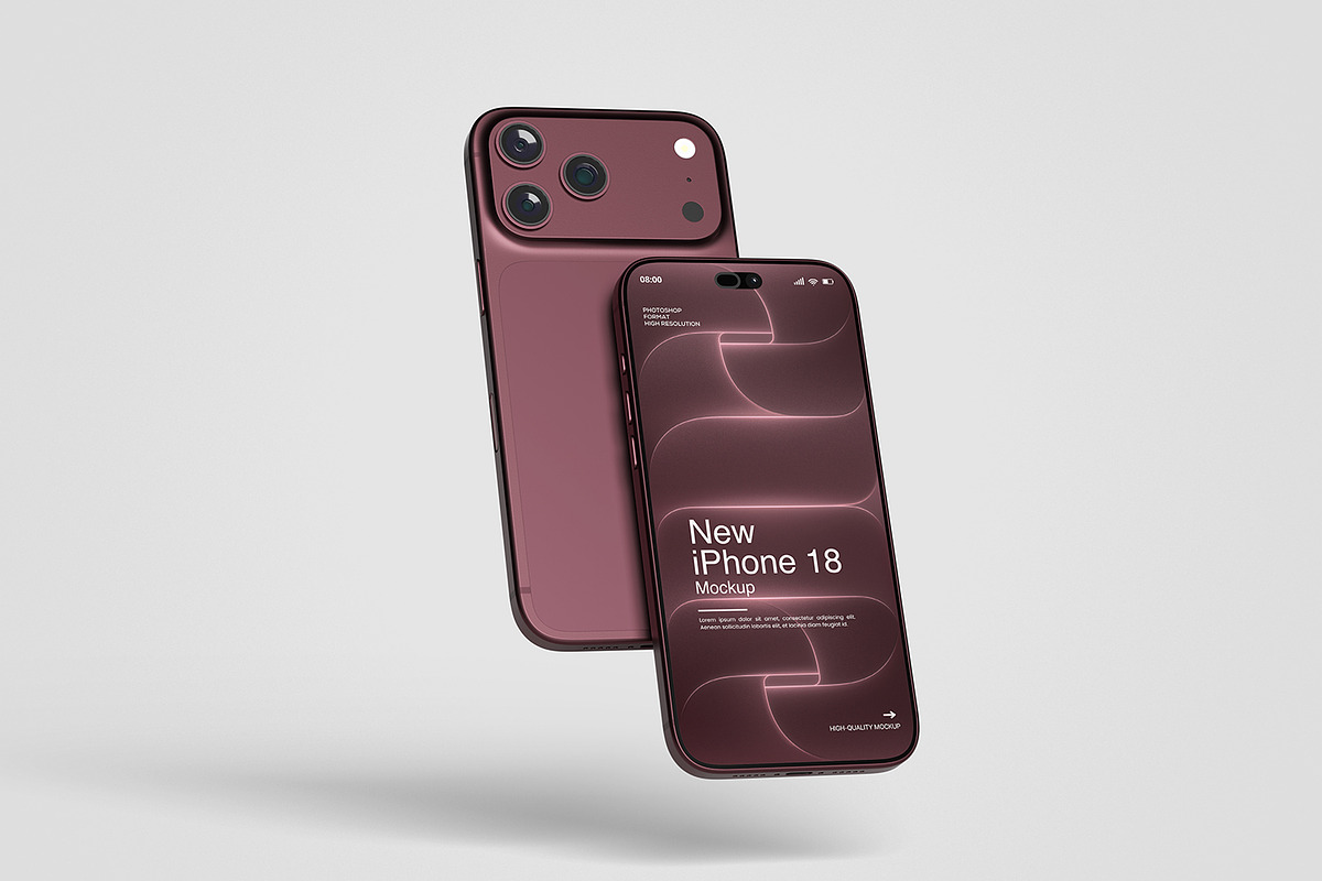 iPhone 18 Pro PSD Mockup, an iPhone Mockup by getproject (Photo 5 of 6)