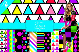 Neon Glow Digital Paper, a Pattern Graphic by Creative Matrix82