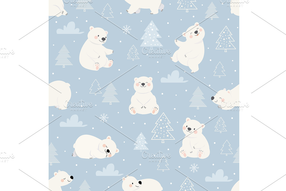 Polar bear seamless pattern. North, an Animal Illustration by Valerie Bodnar