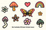Psychedelic Retro Hippie Icons, a Solid Icon by BirDIY Design (Thumbnail 4 of 10)