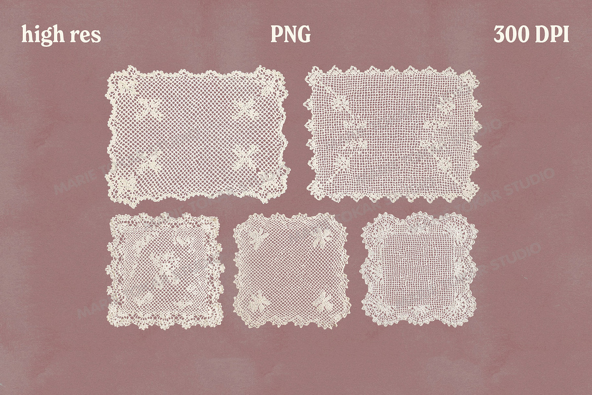 Vintage Fabric Doilies Bundle PNG, an Object Graphic by Marie T (Photo 19 of 24)