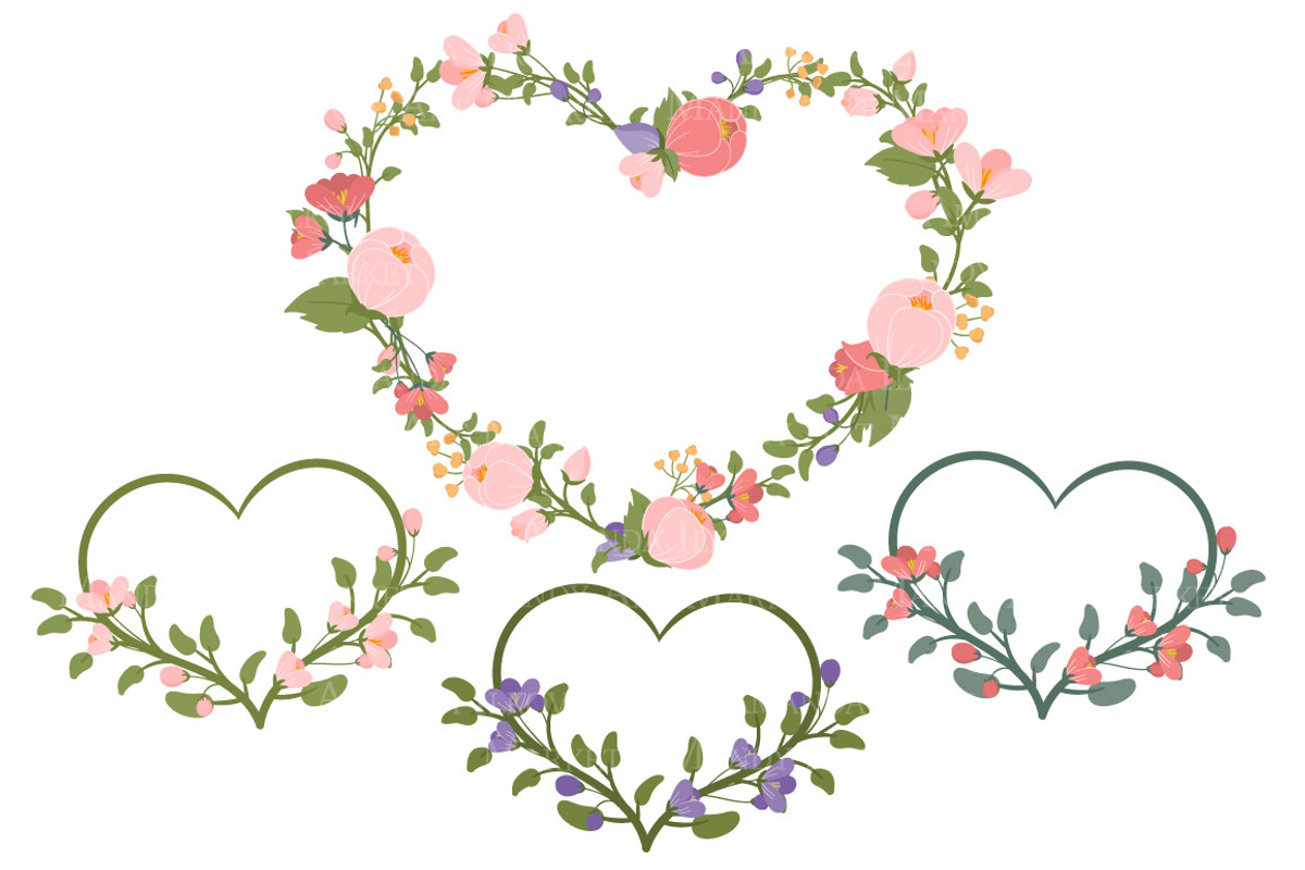 Wildflowers Heart Wreath Clipart, an Illustration by Amanda Ilkov (Photo 3 of 5)