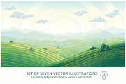 Landscape with green hills and mount, a Seasonal Illustration by Countryside life (Thumbnail 1 of 9)