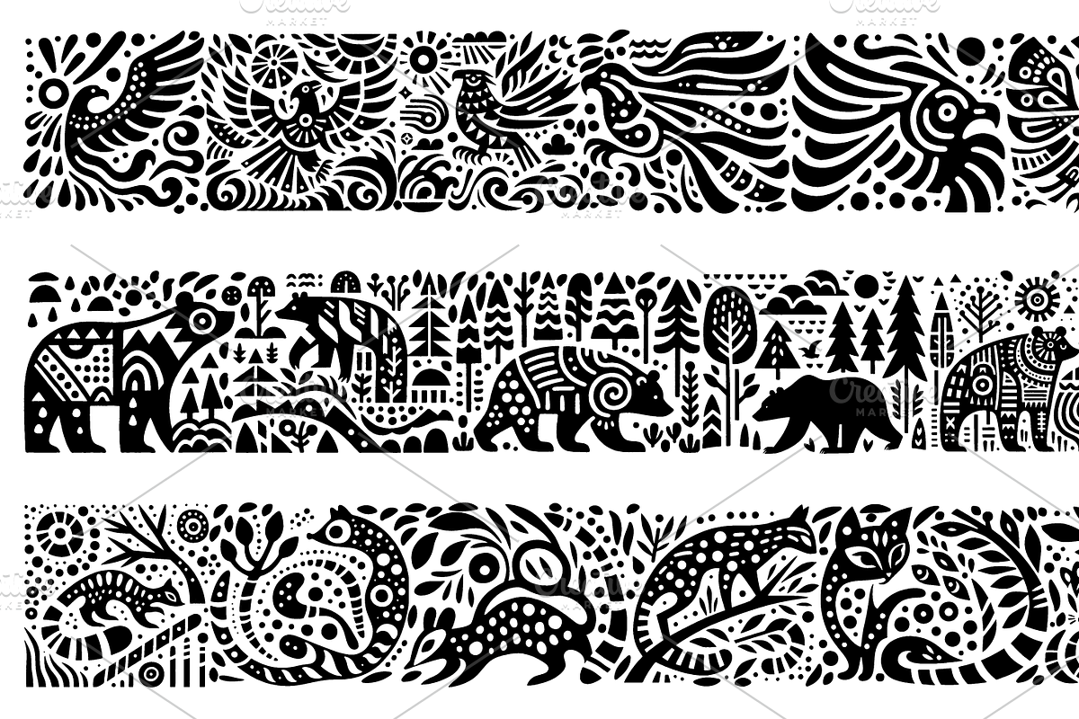 Vintage Animals and Fish Folk Art, an Illustration by devastd (Photo 17 of 30)