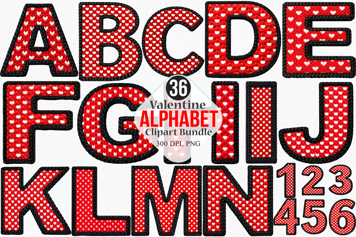 Valentine Alphabet Clipart Bundle, an Illustration by Canvas Craft (Photo 1 of 6)