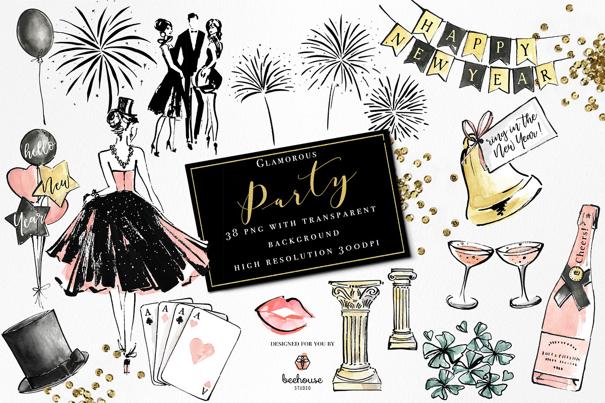 Glamorous Party Watercolor, a Person Illustration by beehouse studio (Photo 3 of 6)