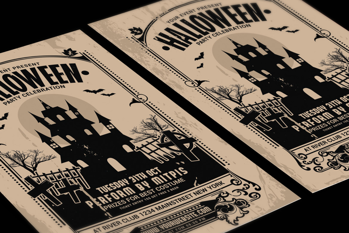 Halloween Party Vintage Flyer, a Flyer Template by Muhamad Iqbal hidayat (Photo 3 of 4)