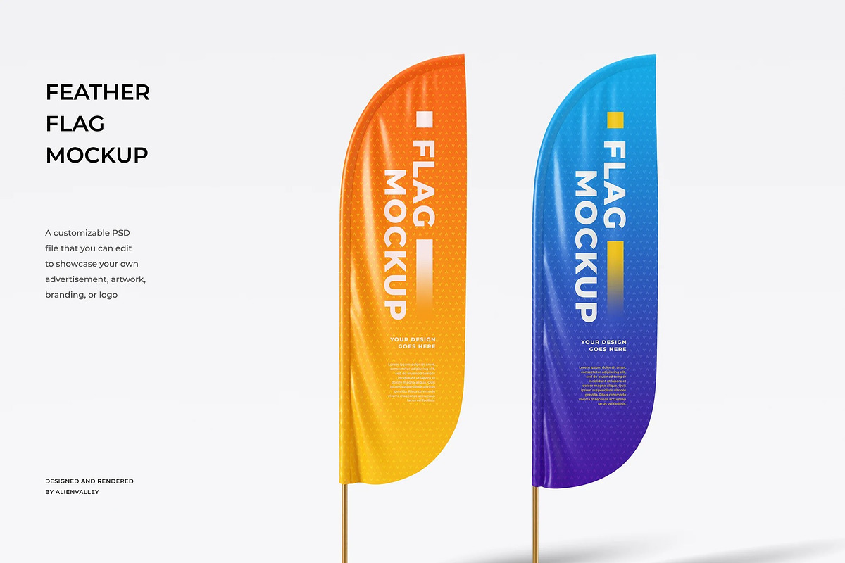 Feather Flag Mockup, an Advertising Mockup by zpackcreative (Photo 1 of 5)