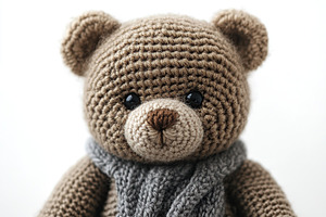 Crocheted bear toy on white background, an Animal Photo by AlyaAnd