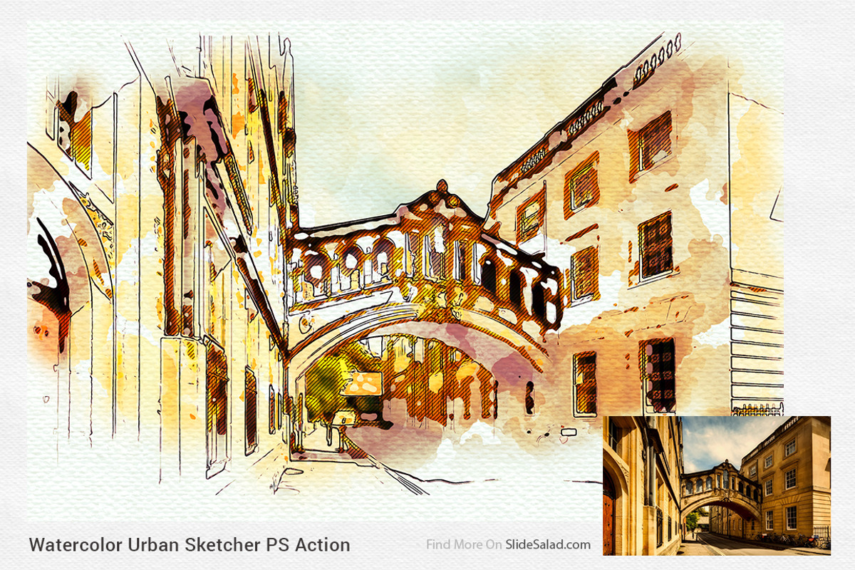 Watercolor Urban Sketcher PS Action, an Action Add-On by SlideSalad (Photo 18 of 21)