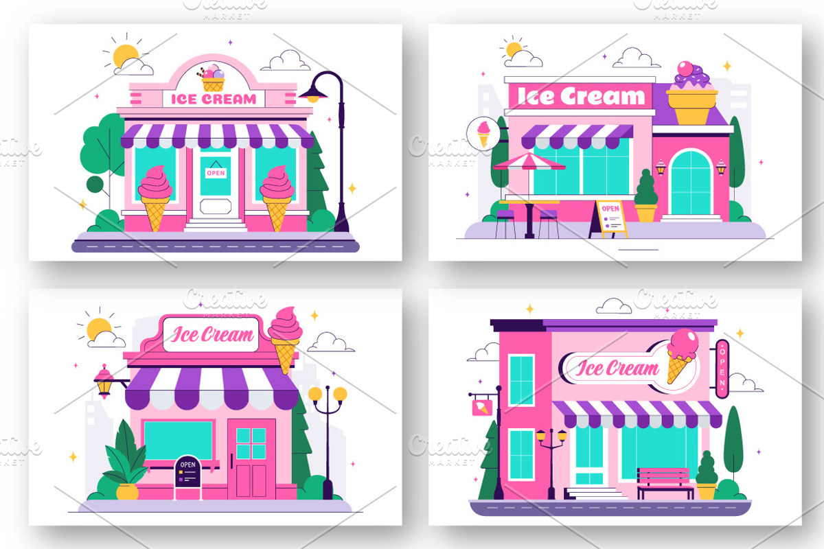 10 Ice Cream Store Illustration, a Food Illustration by denayunebgt (Photo 2 of 4)