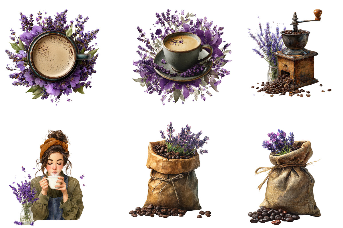 Lavender Coffee Clipart, an Illustration by Designworld (Photo 2 of 7)