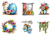Blue Pink Gingham Spring Clipart, an Illustration by CreationArt (Thumbnail 6 of 6)