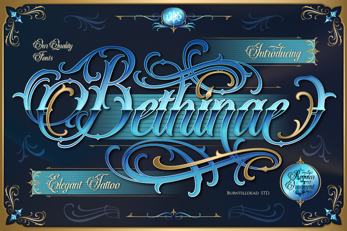 Bethinae, a Blackletter Font by Burntilldead (Photo 1 of 12)