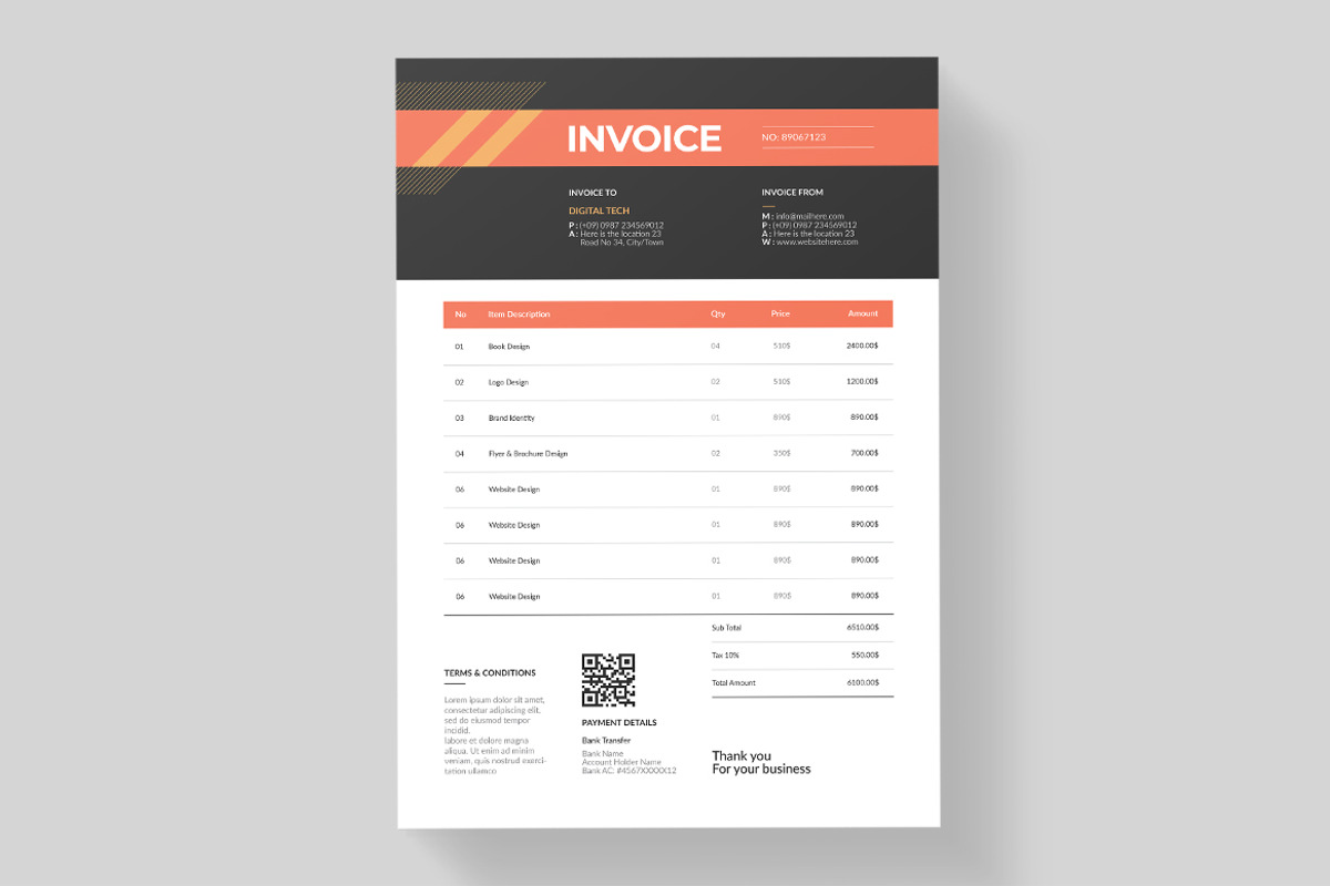 Minimal Invoice Template | Word, a Stationery Template by HiveArts (Photo 2 of 3)
