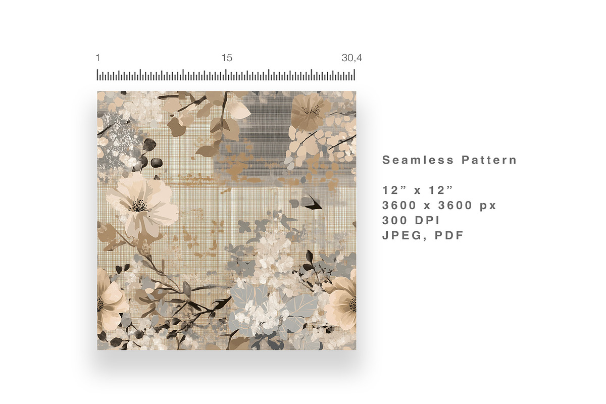 6 Seamless Patterns:patchwork floral, a Pattern Graphic by StudioCitra (Photo 3 of 9)