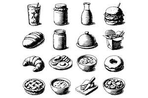 Retro Breakfast Food  Set, an Object Graphic by RT Studio