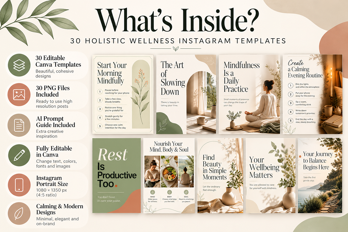 Holistic Wellness IG Canva Template, a Social Media Template by Daffodil Dream Studio (Photo 2 of 3)