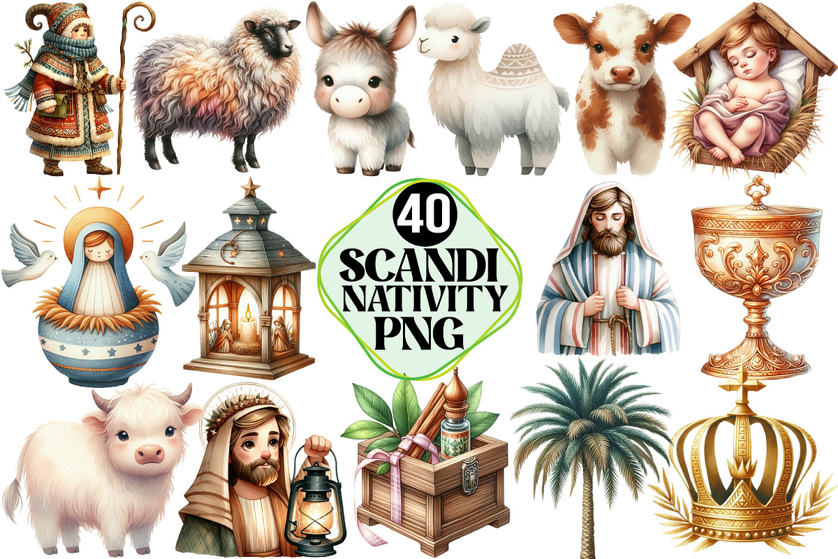 Scandi Nativity Christmas Clipart, an Illustration by Pixels.Craft (Photo 1 of 7)