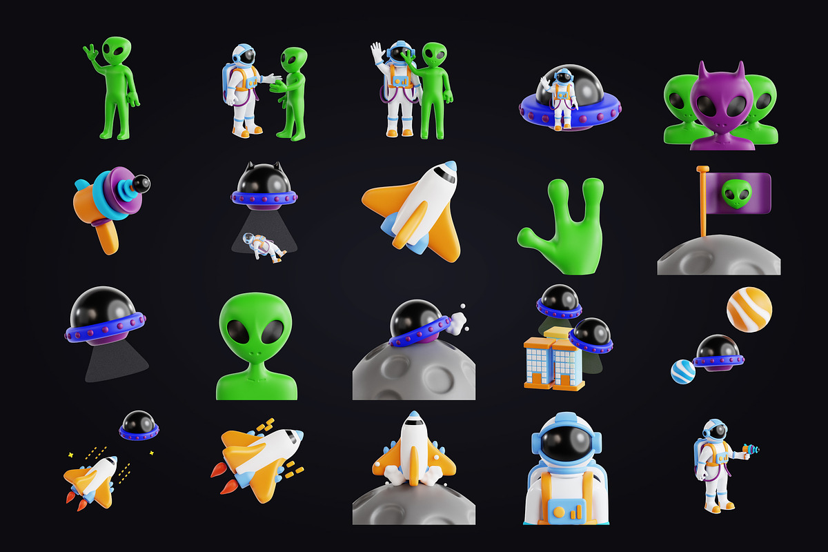 3D Alien Illustration, an Object 3D Model by SLAB! Design (Photo 4 of 4)