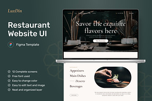 LuxDin - Restaurant Website, an UI Kit Template by peterdraw