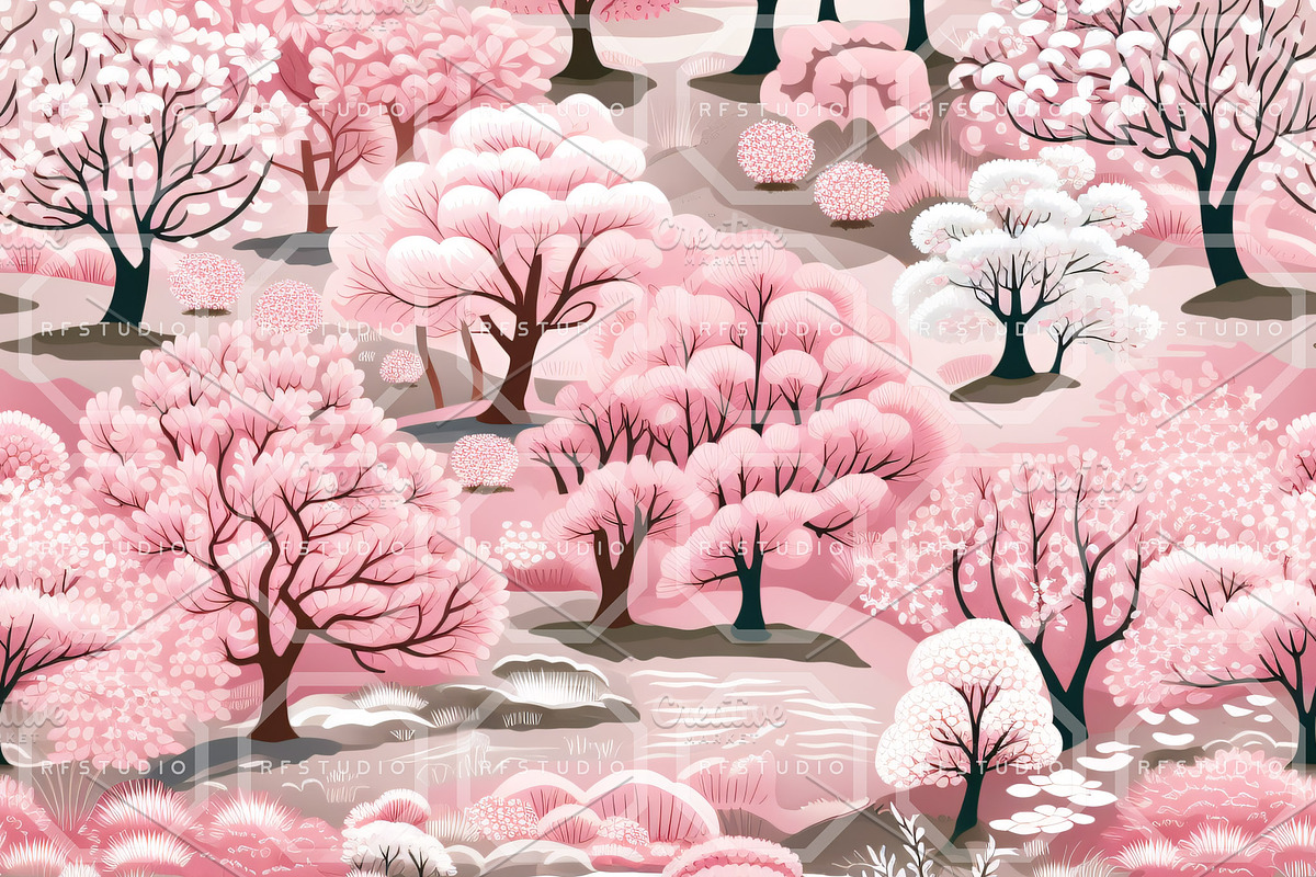 SAKURA SERENADE Toile De Jouy, a Pattern Graphic by RefinedFantasyStudio (Photo 8 of 9)