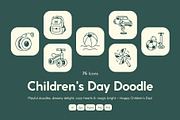 Children's Day Doodle Icons, an Outline Icon by Vectors Market (Thumbnail 1 of 8)