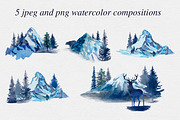 Watercolor winter mountains, a Seasonal Illustration by mArtstore (Thumbnail 3 of 8)