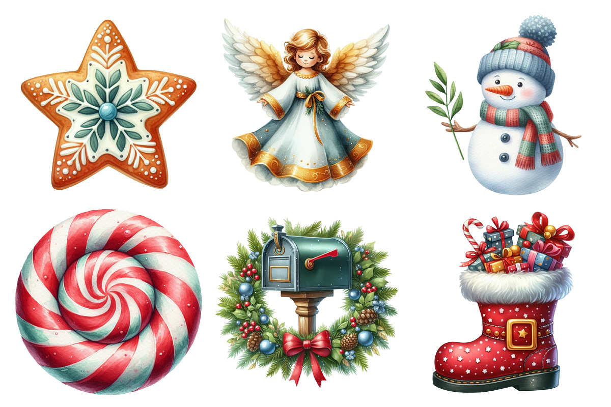 Watercolor Christmas Clipart, an Illustration by Daily.Designs (Photo 4 of 5)