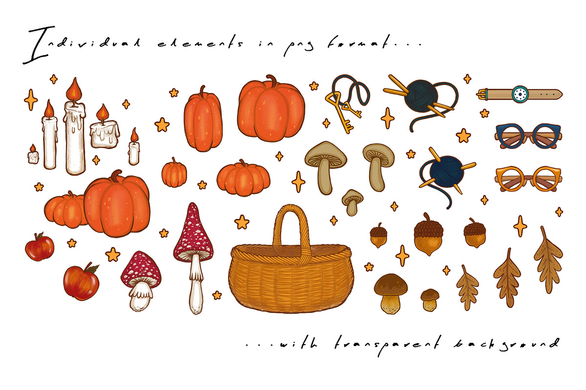 Autumn - seamless pattern & clipart, a Seasonal Illustration by Liiafis (Photo 2 of 13)
