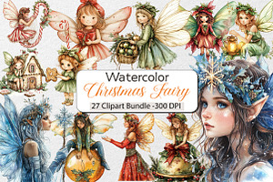Fantasy Christmas Fairy Clipart, an Illustration by DreamCafeArt
