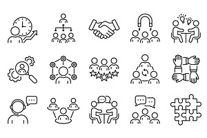 Group Team Network Line Icon Set, a Person Illustration by Gentle Studio